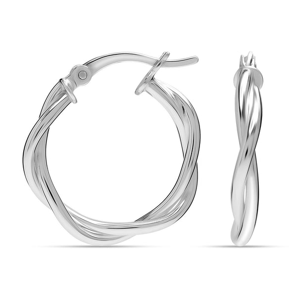 925 Sterling Silver Classic Twisted Lightweight Italian SMALL Hoop Earrings for Women Teen