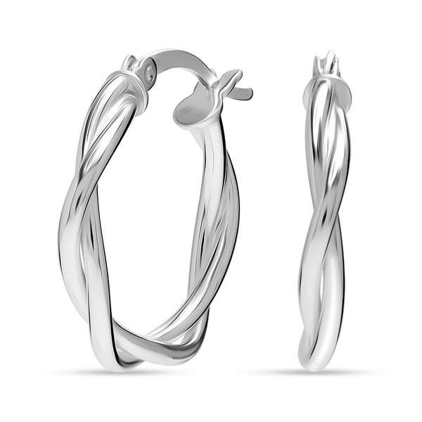 925 Sterling Silver Classic Twisted Lightweight Italian SMALL Hoop Earrings for Women Teen