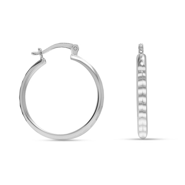 925 Sterling Silver Lightweight Italian Diamond-Cut Round Classic Click-Top Hoops Earrings for Women 3 MM