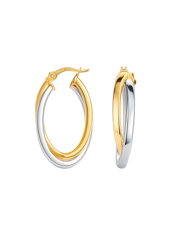 Lunara Sculpted Dual Tone Hoop Earrings for Women