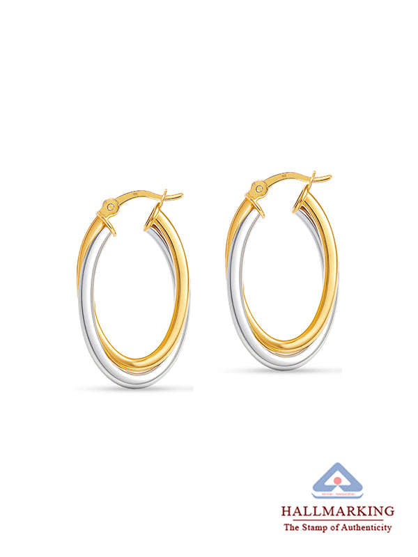 Lunara Sculpted Dual Tone Hoop Earrings for Women