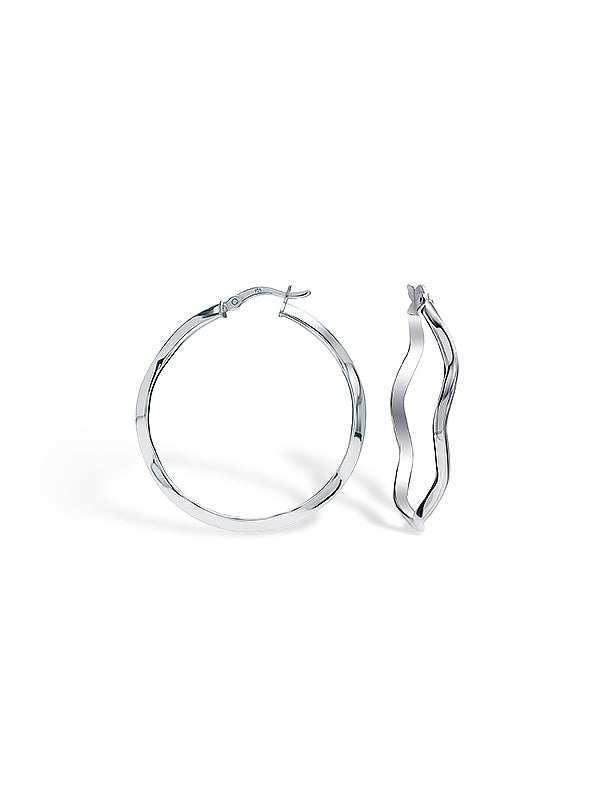 Silver Wave Twist Hoops