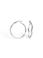 Silver Wave Twist Hoops