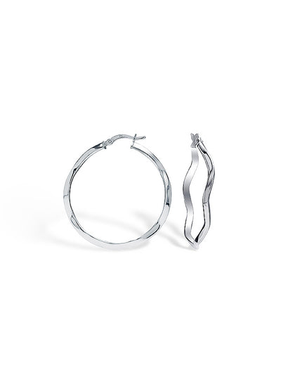 Silver Wave Twist Hoops