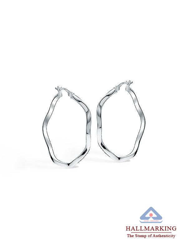 Silver Wave Twist Hoops