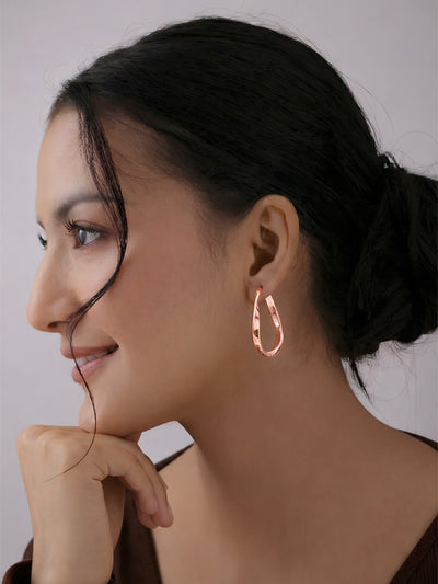Rose Gold Wavy hoop Earrings for Women