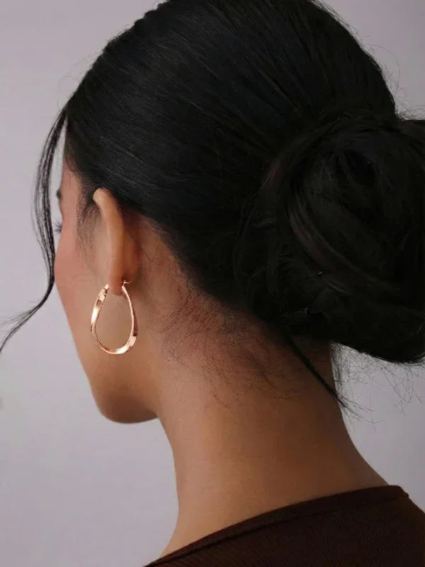 Rose Gold Wavy hoop Earrings for Women