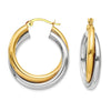 925 Sterling Silver Two-Tone Intertwining Round Tube Polished Hoop Earrings for Women 28MM