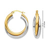 925 Sterling Silver Two-Tone Intertwining Round Tube Polished Hoop Earrings for Women 28MM