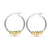 925 Sterling Silver 14K Gold-Plated Light-Weight Round Two-Tone Bead Ball Hoop Earrings for Women