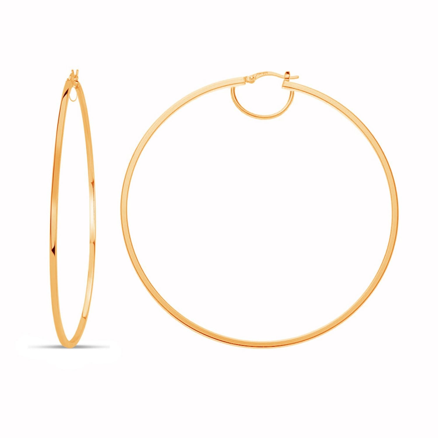 925 Sterling Silver BIG Italian Hoop Earrings for Women