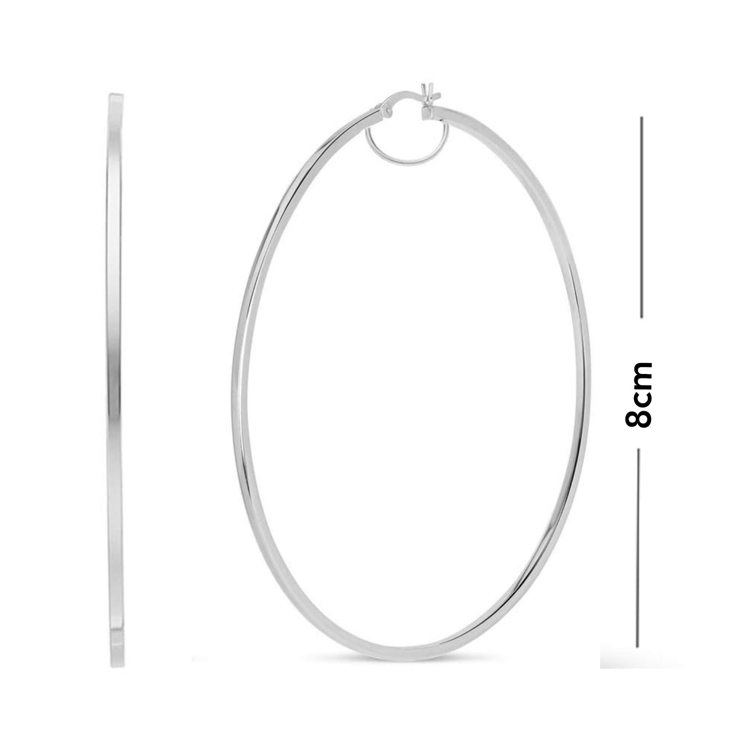 925 Sterling Silver BIG Italian Hoop Earrings for Women