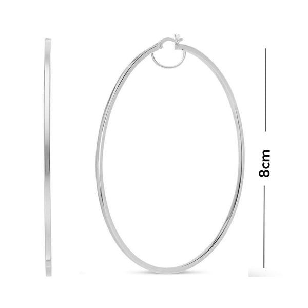 925 Sterling Silver BIG Italian Hoop Earrings for Women
