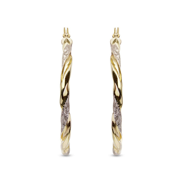 925 Sterling Silver Jewellery Two-Tone Italian Design Hoop Earrings for Women 50 MM