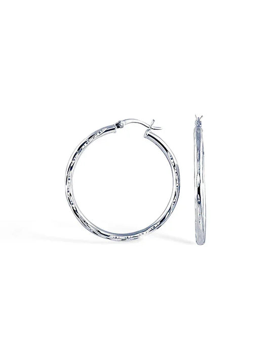 Tubo Diamond-Cut Tube Women's Hoop Earrings
