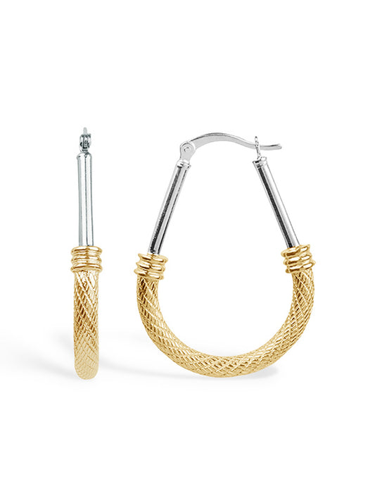 Textured Aura Two-Tone Hoops