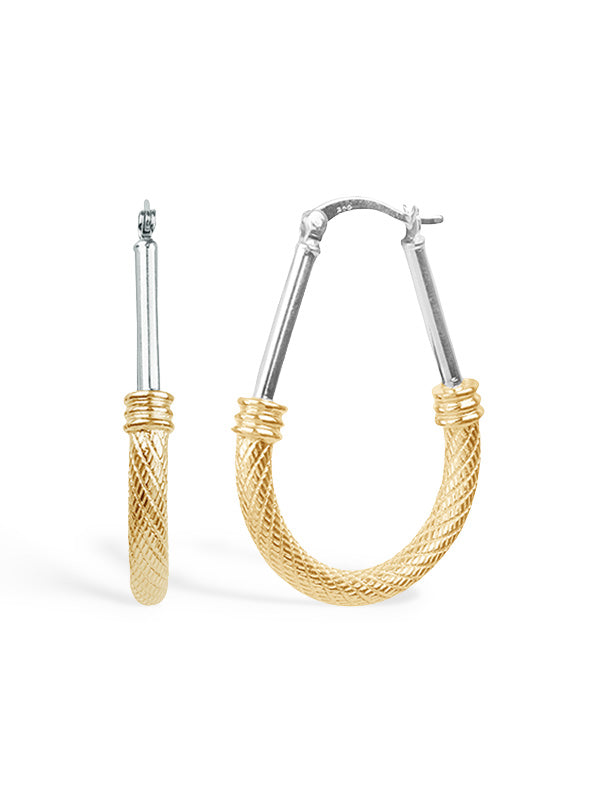 Textured Aura Two-Tone Hoops