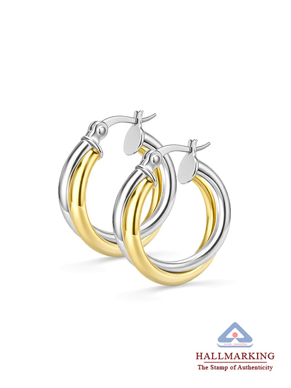 Nyra Overlap Dual Tone Hoop Earrings for Women