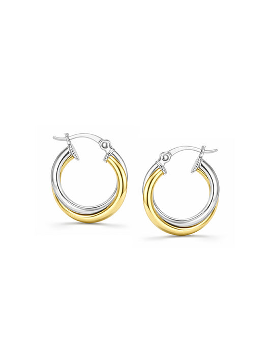Nyra Overlap Dual Tone Hoop Earrings for Women