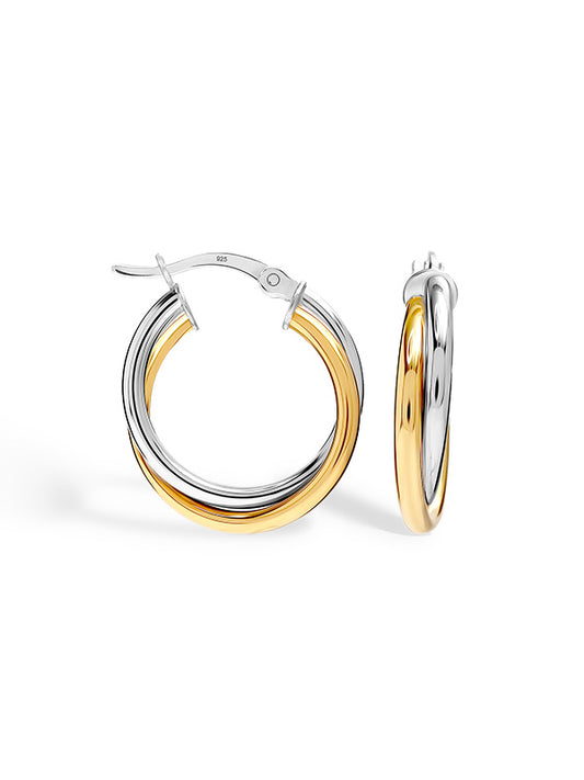 Two-Tone Intertwined Click-Top Hoops