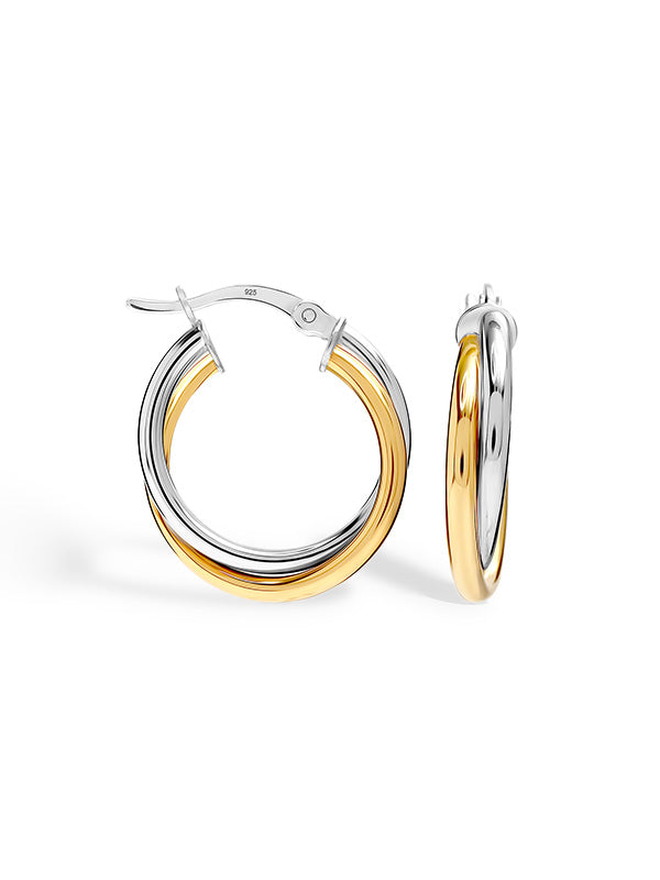 Two-Tone Intertwined Click-Top Hoops