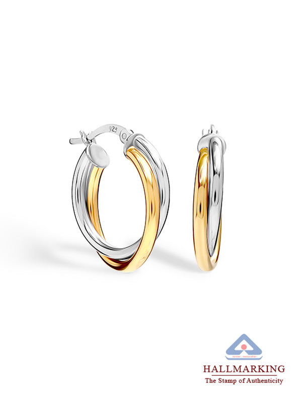 Two-Tone Intertwined Click-Top Hoops