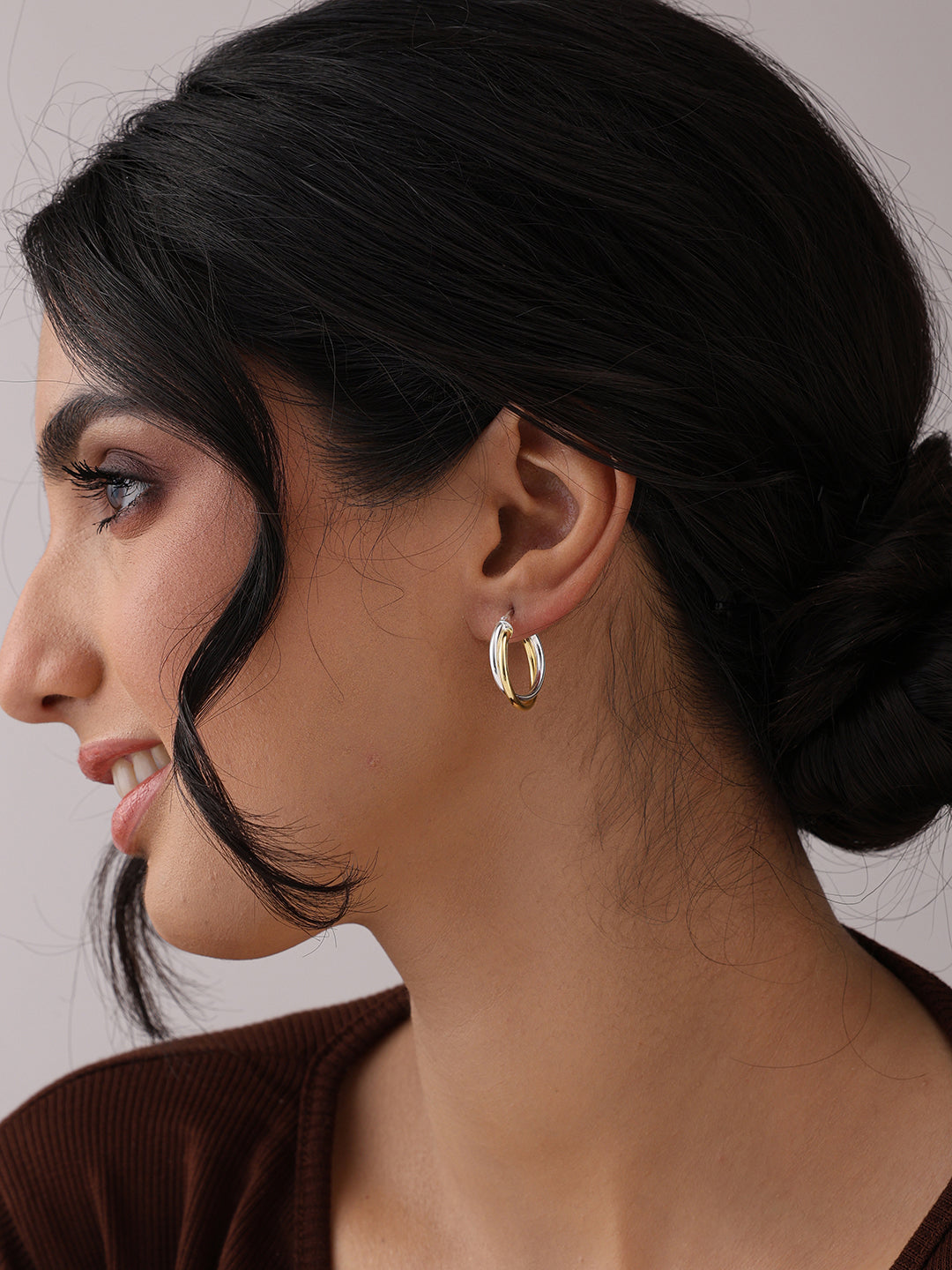 Two-Tone Intertwined Click-Top Hoops