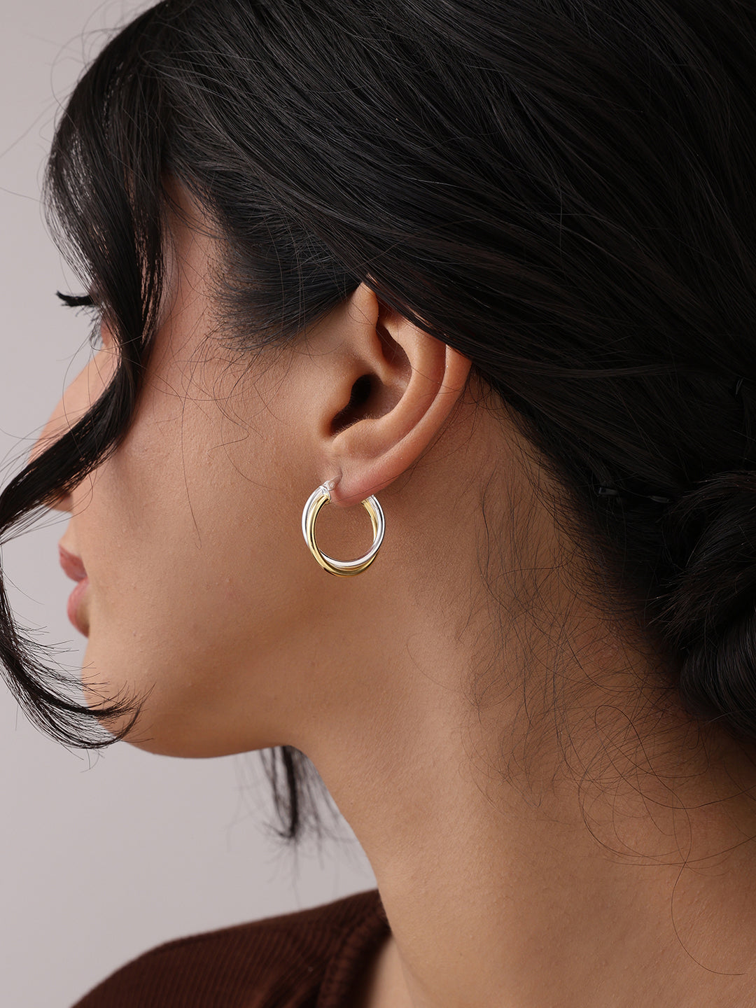 Two-Tone Intertwined Click-Top Hoops