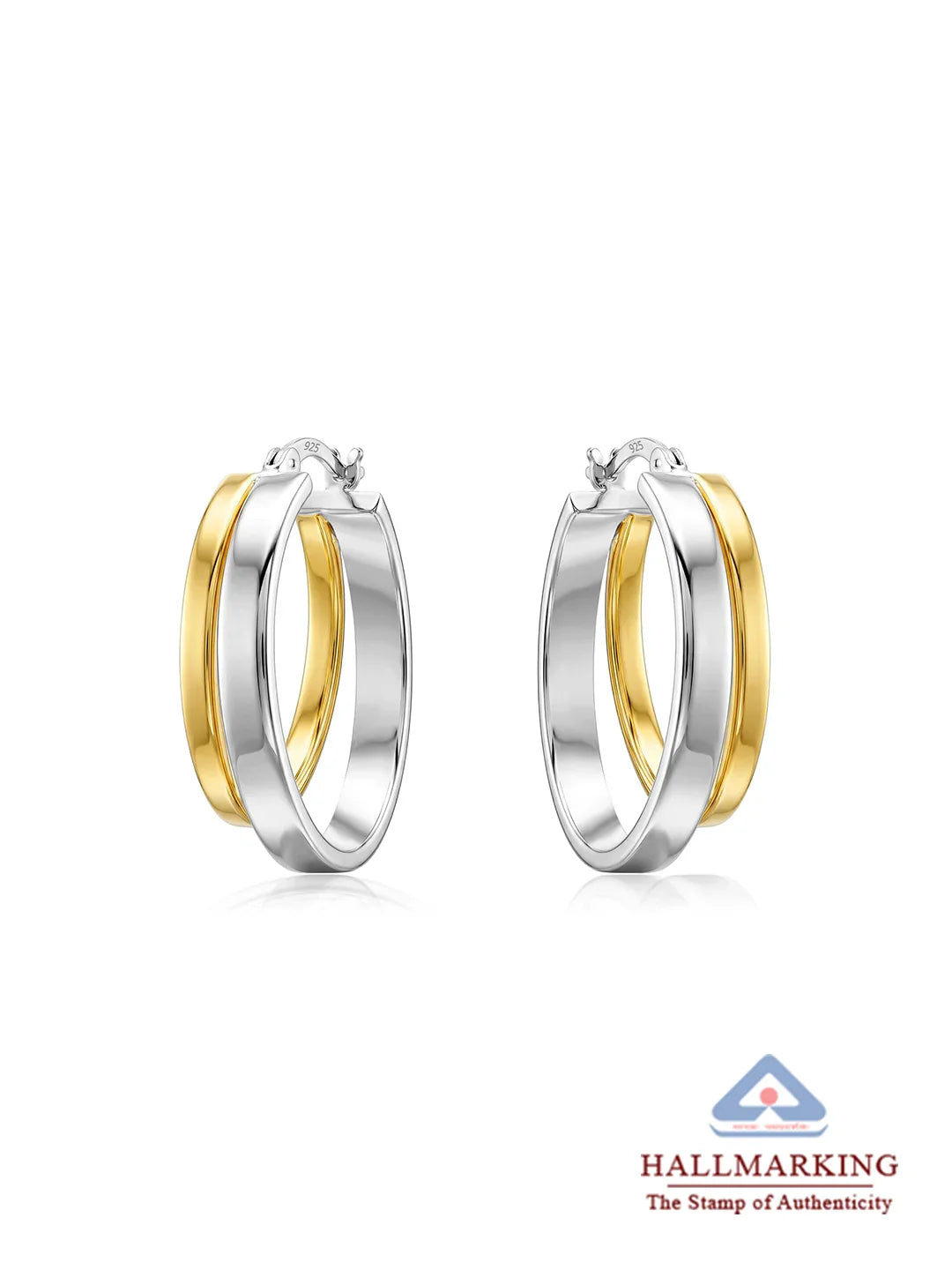 Dual Tone Click Hoop Earrings