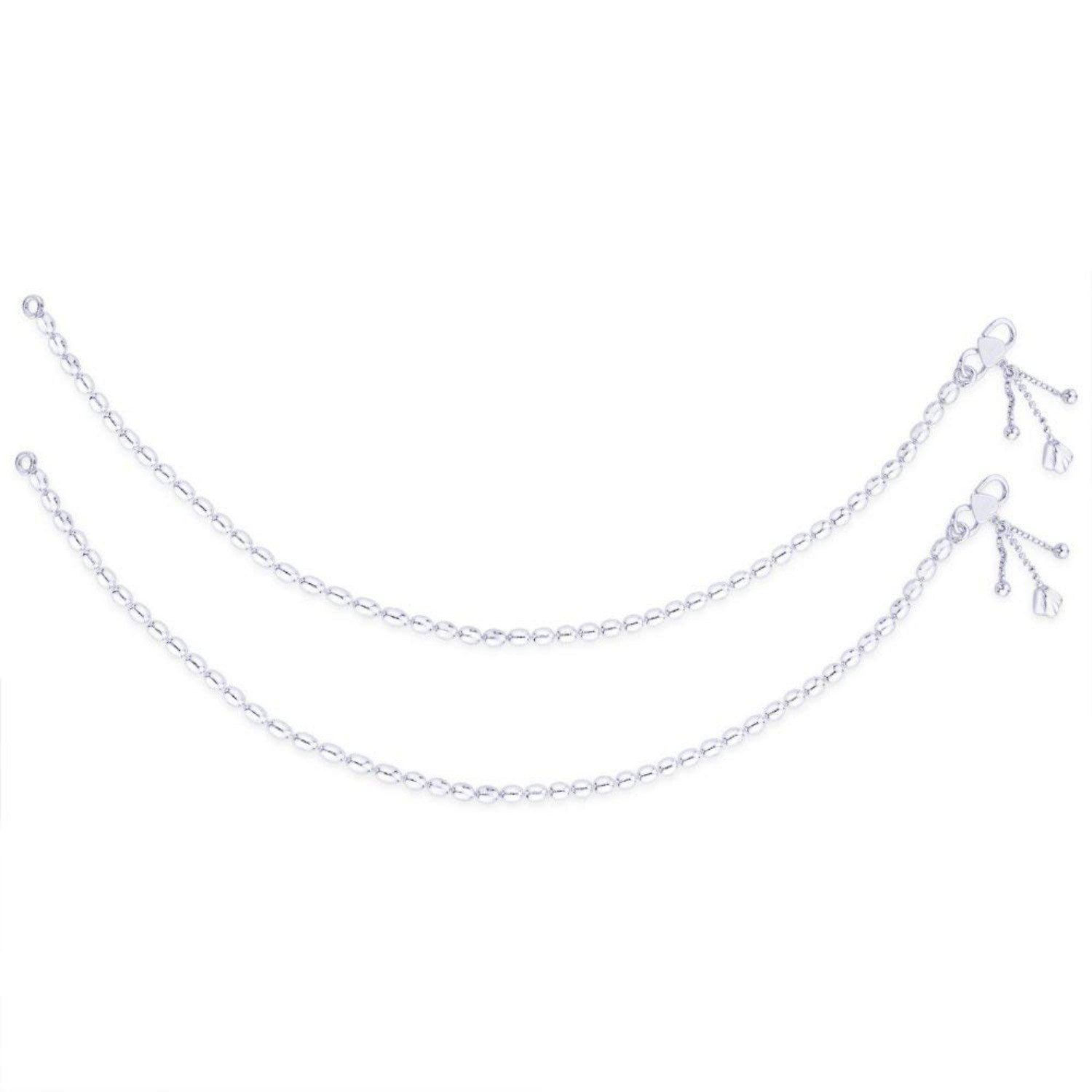 925 Sterling Silver Flower Charm Chain Anklet for Women (PAIR ANKLET)