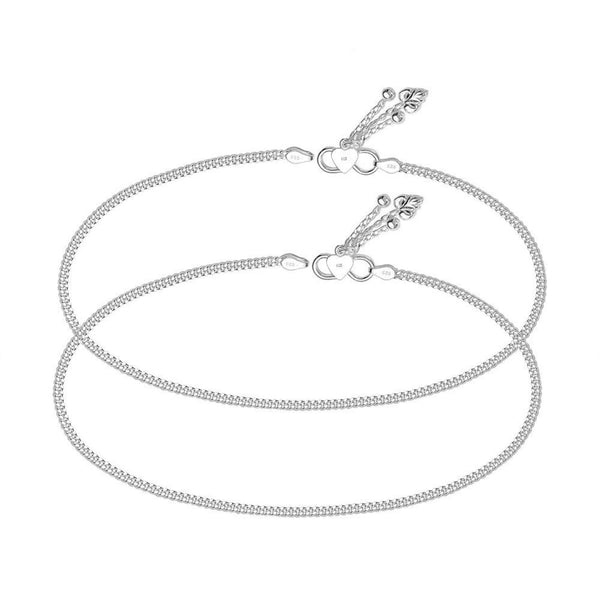 925 Sterling Silver Modern Anklets for Women and Girls (PAIR ANKLET)