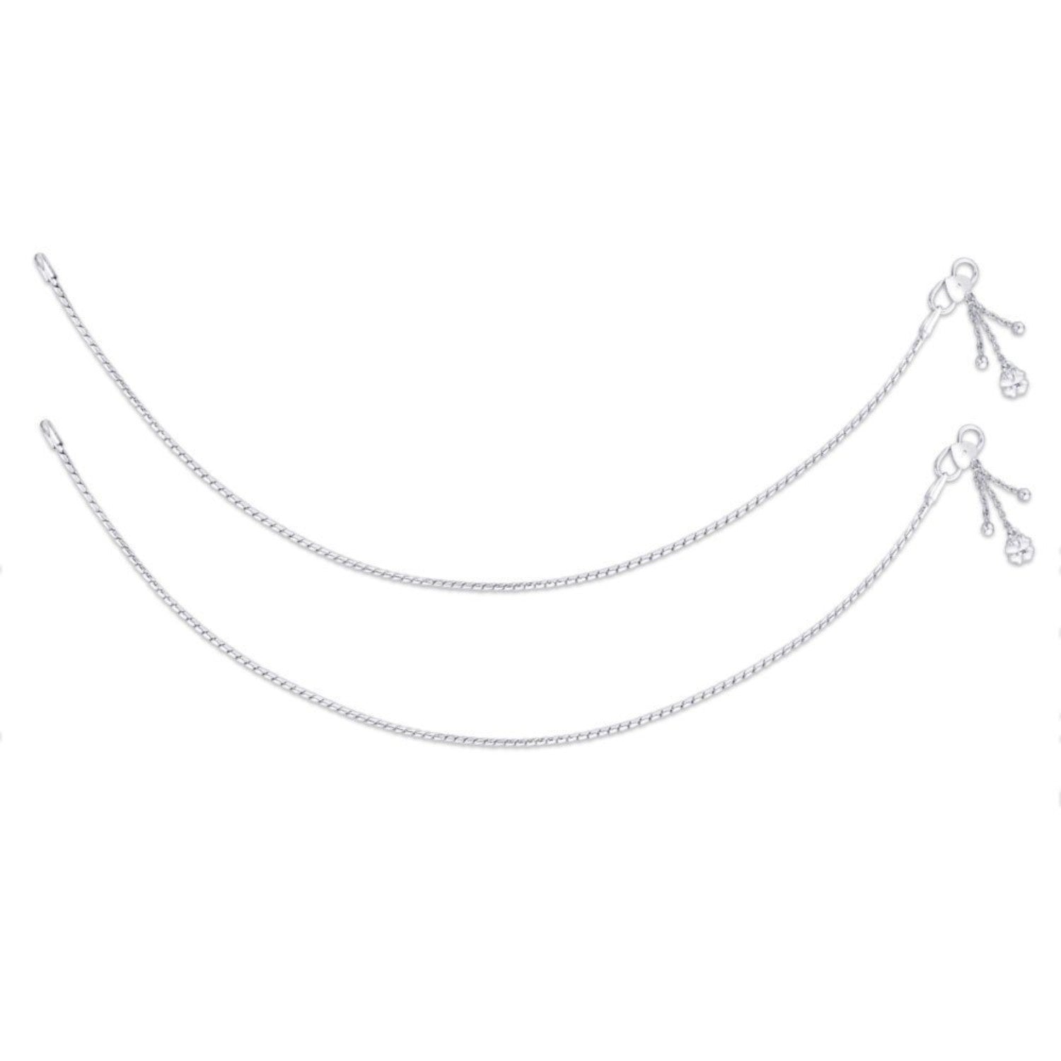 925 Sterling Silver Modern Sleek Chain Anklets for Women (PAIR ANKLET)