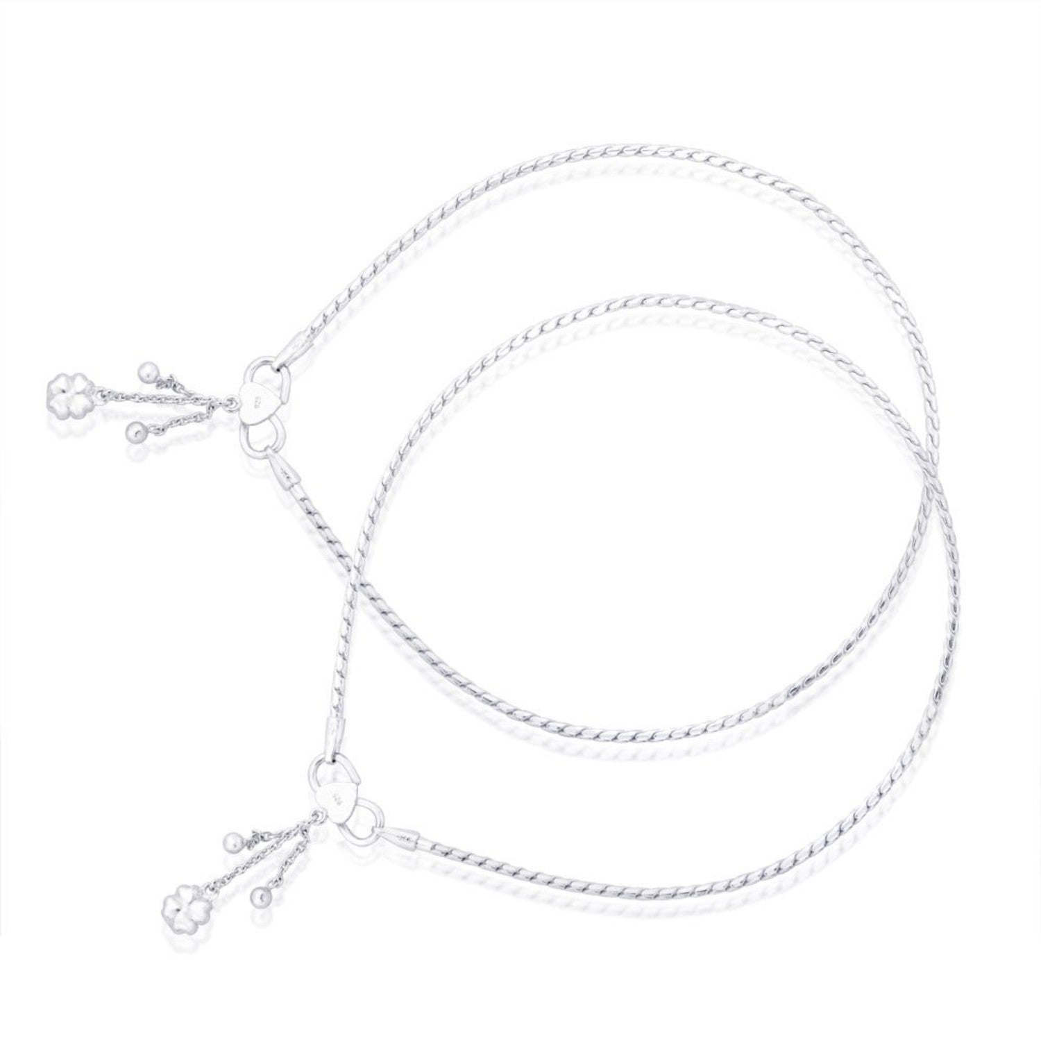 925 Sterling Silver Modern Sleek Chain Anklets for Women (PAIR ANKLET)