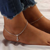 925 Sterling Silver Heart Shell Anklet Pair for Women (PAIR ANKLET)