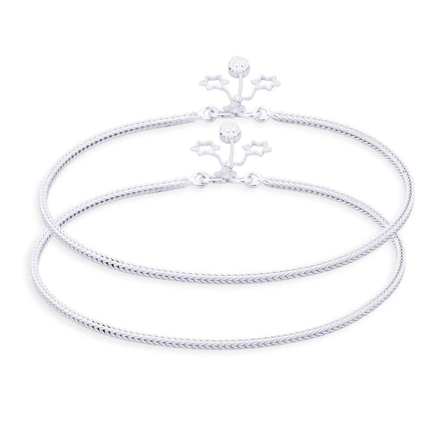 925 Sterling Silver Stars Anklet Pair for Women (PAIR ANKLET)