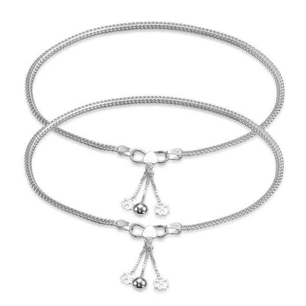 925 Sterling Silver Modern Sleek Chain Anklets Pair for Women (PAIR ANKLET)
