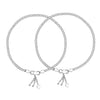 925 Sterling Silver Modern Sleek Chain Anklets Pair for Women