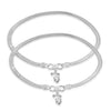 925 Sterling Silver Leaf Charm Curb Chain Anklet for Women (PAIR ANKLET)