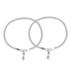 925 Sterling Silver Leaf Charm Curb Chain Anklet for Women (PAIR ANKLET)