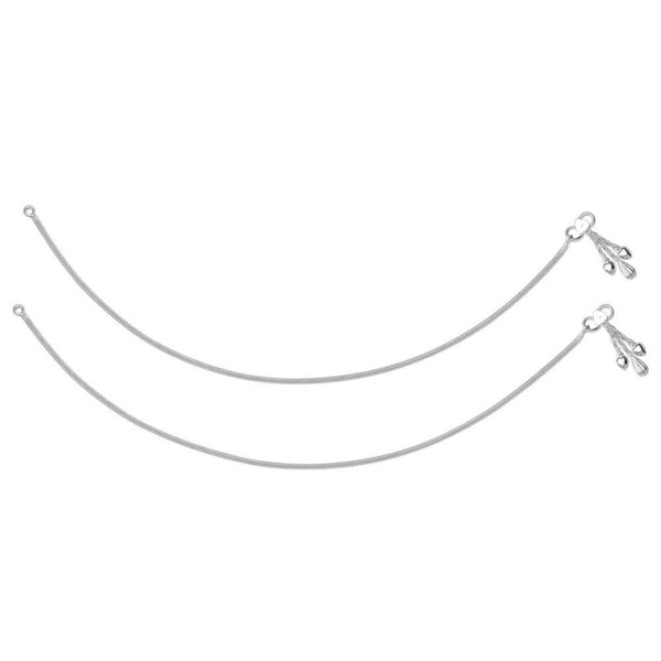 925 Sterling Silver Heart Charm Chain Anklet Pair for Women (PAIR ANKLET)