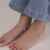 925 Sterling Silver Heart Charm Chain Anklet Pair for Women (PAIR ANKLET)