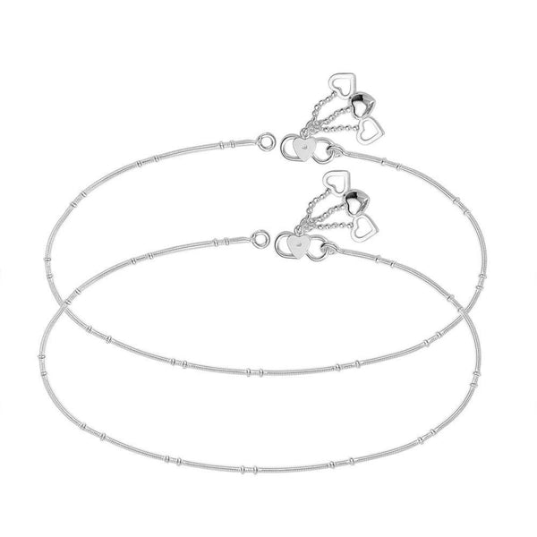 925 Sterling Silver Modern Sleek Chain Anklets for Women (PAIR ANKLET)