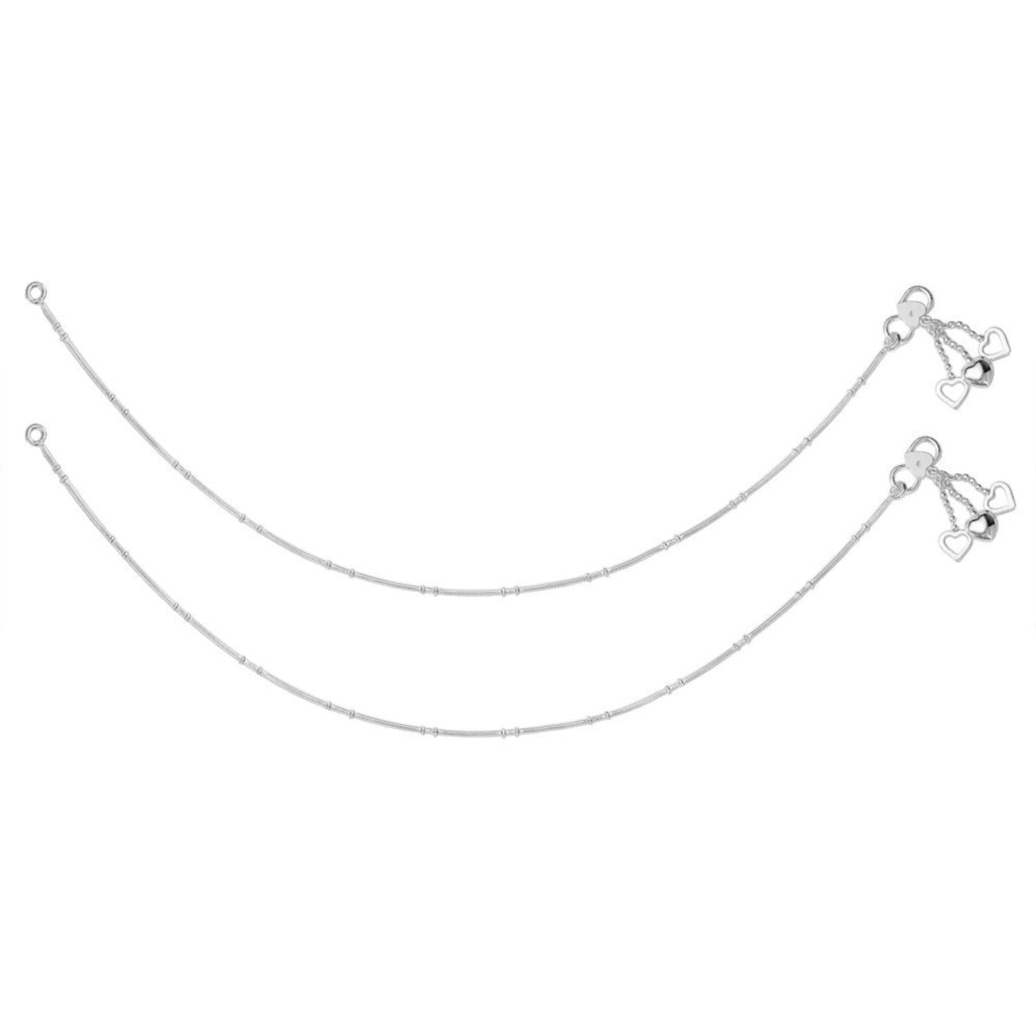 925 Sterling Silver Modern Sleek Chain Anklets for Women (PAIR ANKLET)