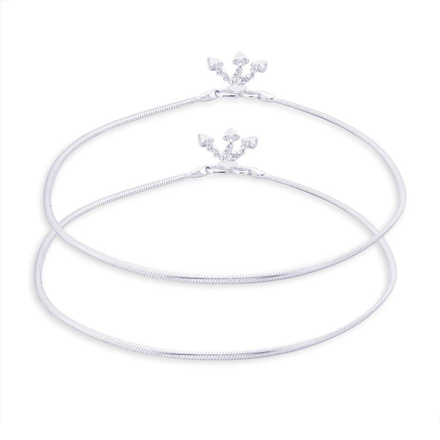 925 Sterling Silver Modern Sleek Chain Anklets for Women (PAIR ANKLET)