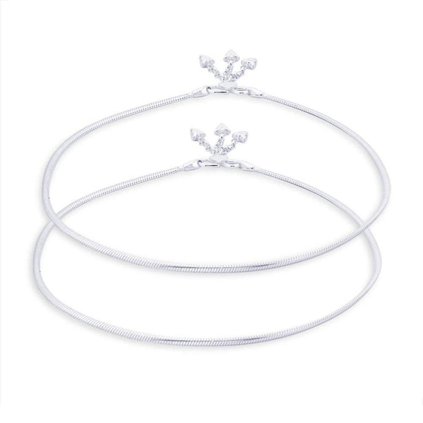 925 Sterling Silver Modern Sleek Chain Anklets for Women (PAIR ANKLET)