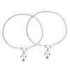 925 Sterling Silver Leaf Charm Snake Chain Anklet for Women (PAIR ANKLET)