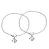 925 Sterling Silver Shell and Heart Charm Long Curb Chain Anklet for Women