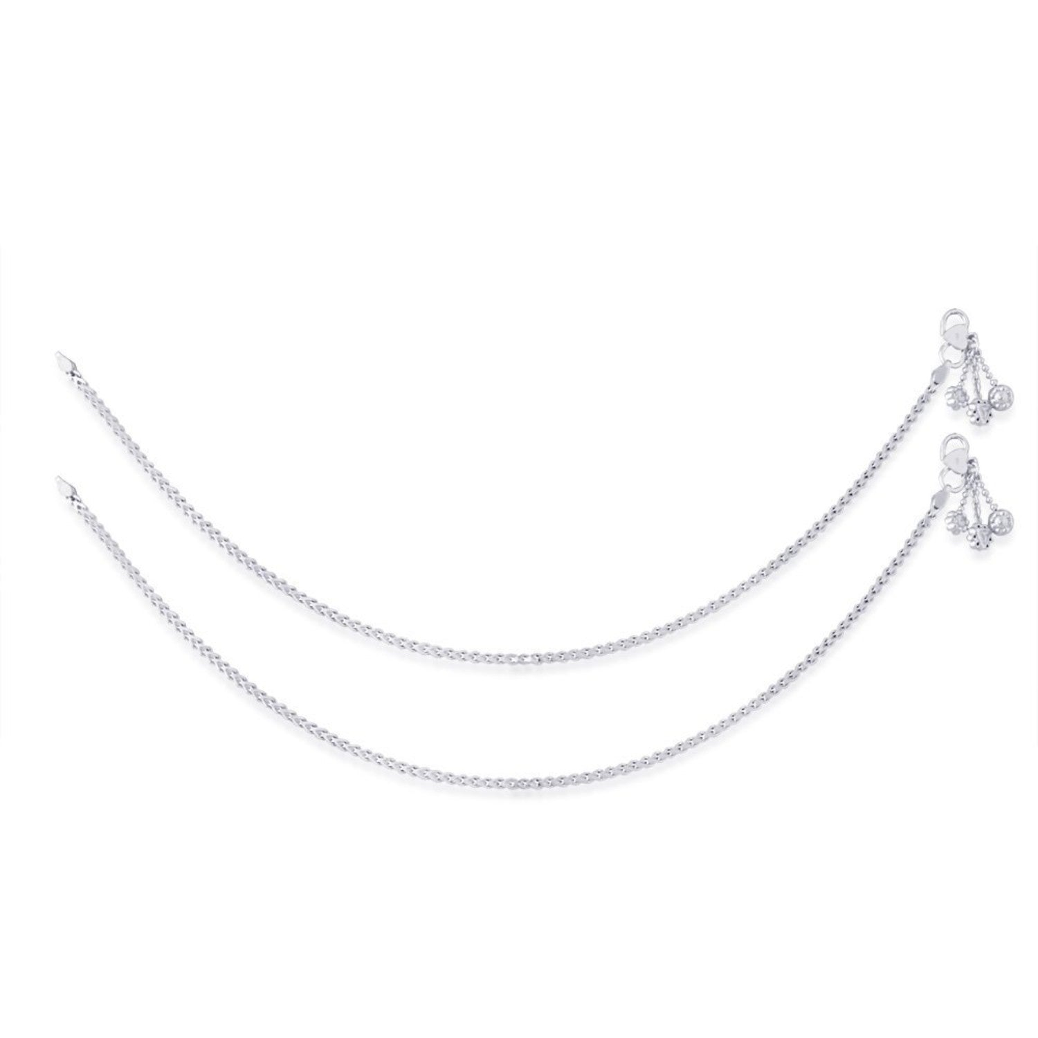 925 Sterling Silver Shell and Heart Charm Long Curb Chain Anklet for Women