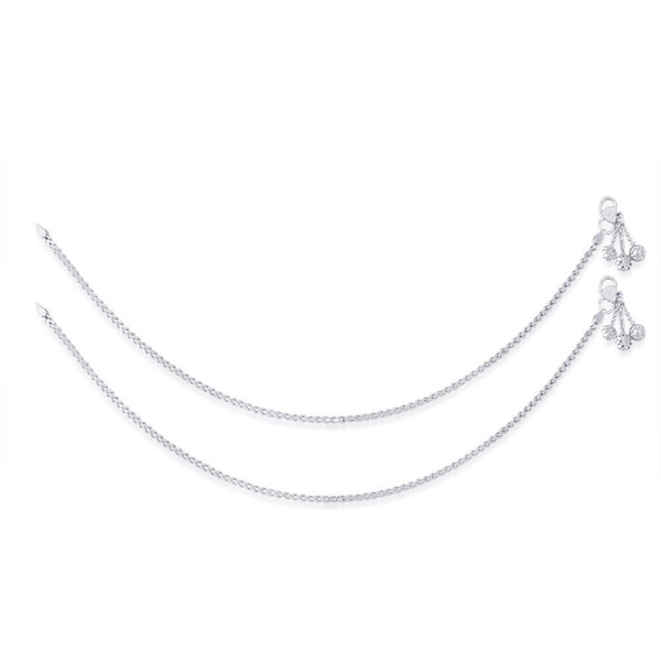 925 Sterling Silver Shell and Heart Charm Long Curb Chain Anklet for Women
