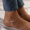 925 Sterling Silver Leaf Charm Disco Chain Anklet for Women
